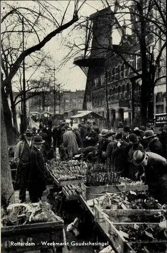 Ak Rotterdam Südholland Niederlande, Weekmarkt Goudschesingel