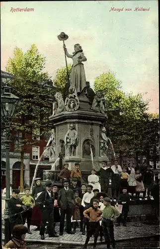 Ak Rotterdam Südholland Niederlande, Maagd van Holland, Brunnenfigur