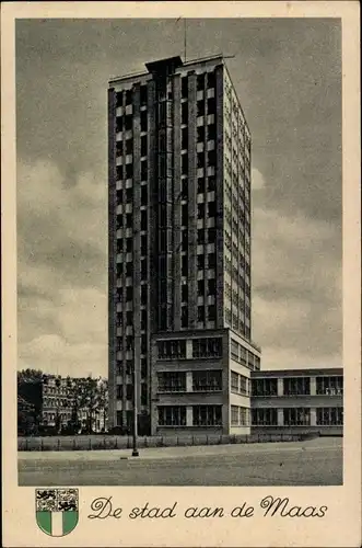 Ak Rotterdam Südholland Niederlande, Wolkenkrabber Electr. Gebouw, Wappen