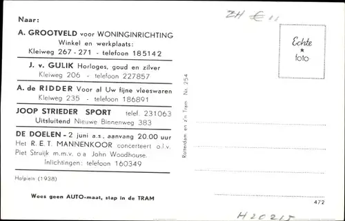 Ak Rotterdam Südholland Niederlande, Neem de Tram