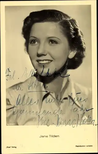 Ak Schauspielerin Jane Tilden, Portrait, Autogramm