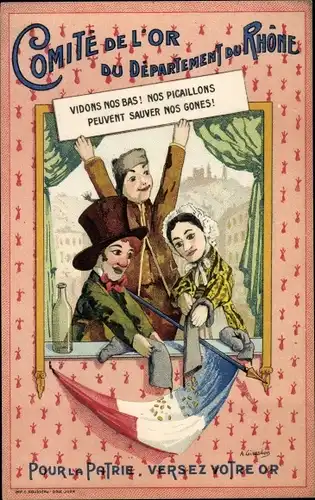Ak Lyon Rhône, Comite de l'Or du Departement du Rhone, Guignol, Puppentheater