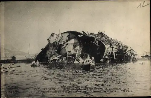 Ak Französisches Kriegsschiff, Liberte, Cuirasse, Untergang 25.9.1911