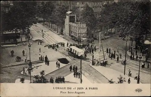 Ak Paris VIII., L'Orage du 15 Juin, Place Saint Augustin