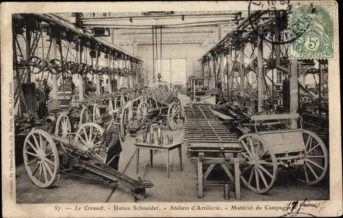 Ak Le Creusot Saône et Loire, Usines Schneider, Ateliers d'Artillerie, Materiel de Campagne