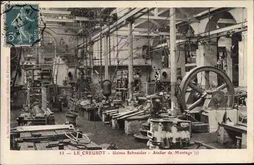 Ak Le Creusot Saône et Loire, Usines Schneider, Atelier de Montage