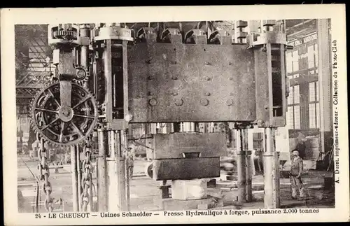 Ak Le Creusot Saône et Loire, Usines Schneider, Presse Hydraulique a forger