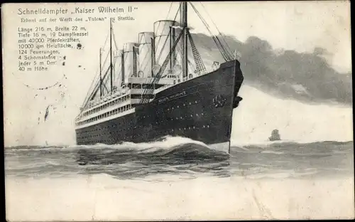 Ak Dampfer Kaiser Wilhelm II, Norddeutscher Lloyd Bremen