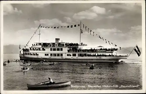 Ak Bodensee, Neuestes Motorschiff Deutschland, Salondampfer