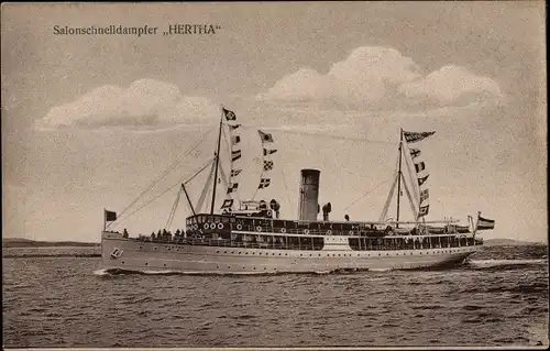 Ak Salonschnelldampfer Hertha, Reederei Braeunlich Stettin