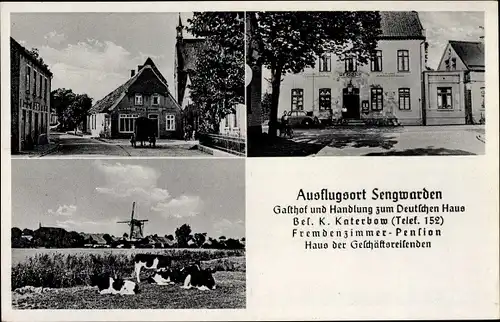 Ak Sengwarden Wilhelmshaven, Gasthof und Handlung Zum Deutschen Haus, Windmühle