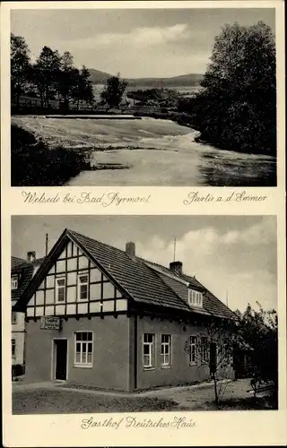 Ak Welsede Emmerthal Niedersachsen, Partie an der Emmer, Gasthof Deutsches Haus