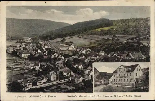 Ak Lorsbach Hofheim am Taunus Hessen, Gesamtansicht, Gasthof und Gastwirtschaft Zur Nassauer Schweiz