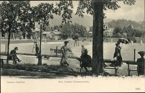 Ak Baden Baden am Schwarzwald, Der Lawn Tennisplatz