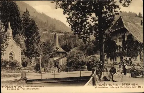Ak Breitnau im Schwarzwald, Höllental, Eingang zur Ravennaschlucht, Gasthof zum Sternen
