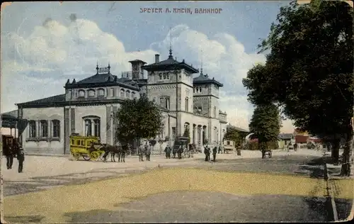 Ak Speyer am Rhein, Bahnhof