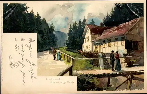 Litho Friedrichroda im Thüringer Wald, Schauenburgs Mühle