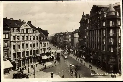 Ak Saarbrücken im Saarland, Bahnhofstraße