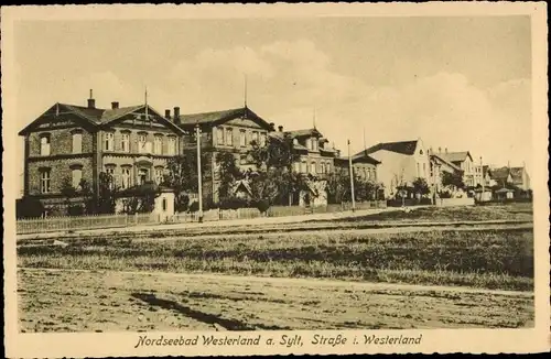 Ak Westerland auf Sylt, Straße im Westerland, Villen