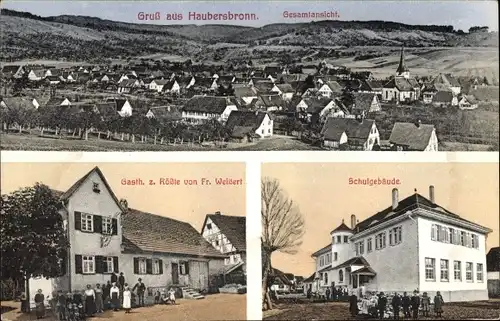 Ak Haubersbronn Schorndorf in Baden Württemberg, Gasthaus z. Rößle, Schule, Totalansicht