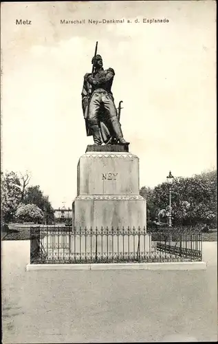 Ak Metz Moselle, Marschall Ney Denkmal a. d. Esplanade