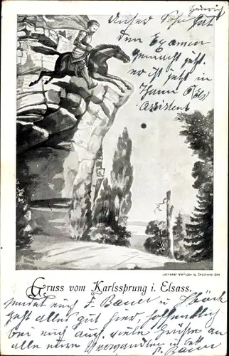 Ak Saverne Zabern Elsass Bas Rhin, Karlssprung, Saut du rocher Prince Charles