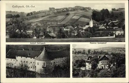Ak Gallspach in Oberösterreich, Totalansicht, Schloss, Pension Sonnenhof