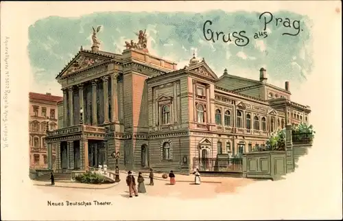 Litho Praha Prag Tschechien, Neues Deutsches Theater