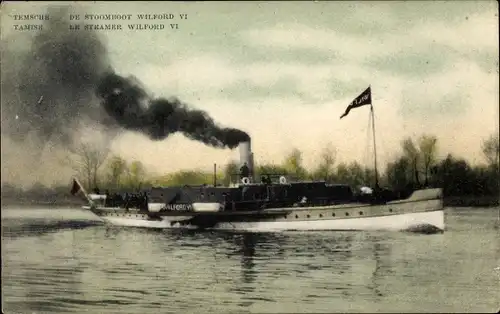 Ak Tamise Temse Temsche Ostflandern, Le Steamer Wilford VI