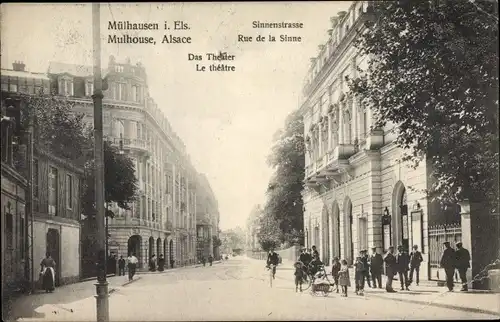 Ak Mulhouse Mülhausen Elsass Haut Rhin, Sinnenstraße, Das Theater