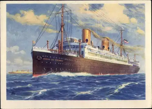 Künstler Ak Dampfschiff General von Steuben, Norddeutscher Lloyd Bremen