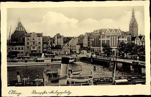 Ak Elbląg Elbing Westpreußen, Dampfer Anlegeplatz