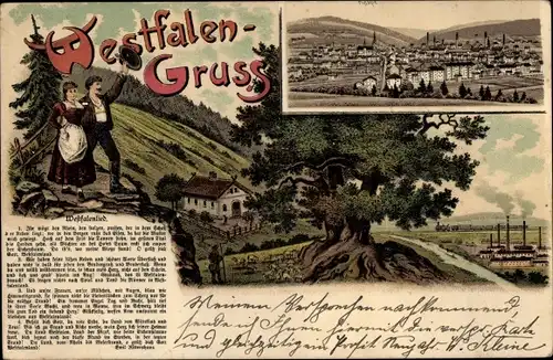 Litho Haspe Hagen Westfalen, Panorama, Westfalenlied