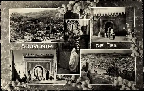 Ak Fès Fez Marokko, Teilansichten, Panorama, Tor