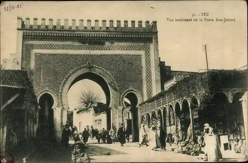 Ak Fès Fez Marokko, Vue interieure de la Porte Bou-Jeloud