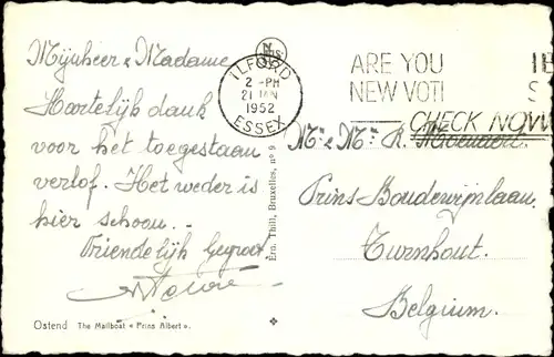 Ak Oostende Ostende Westflandern, De Mallboot Prins Albert