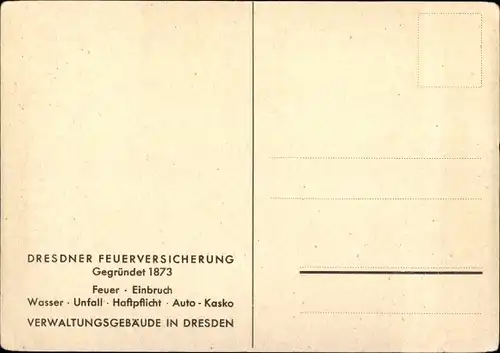 Ak Dresden, Verwaltungsgebäude Dresdner Feuerversicherung, Landwirtschaftliche Feuerversicherung