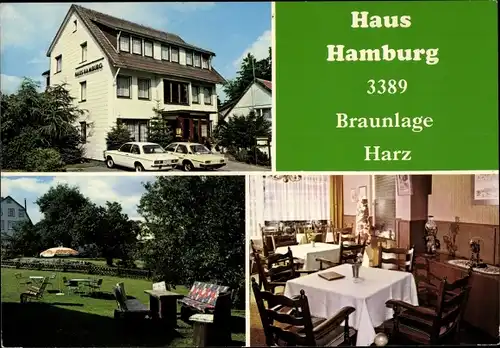 Ak Braunlage im Oberharz, Haus Hamburg, Garten, Speiseraum