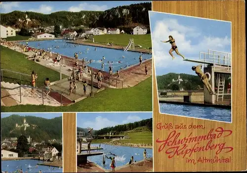 Ak Kipfenberg in Oberbayern, Schwimmbad, Sprungturm, Badegäste