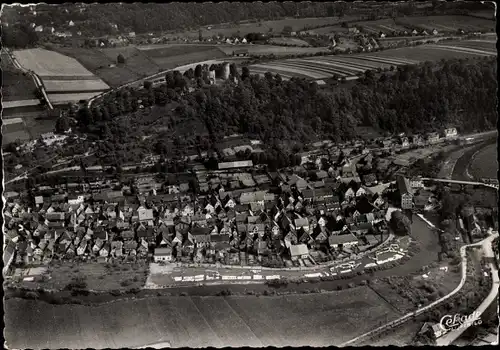 Ak Helmarshausen Bad Karlshafen Landkreis Kassel, Fliegeraufnahme