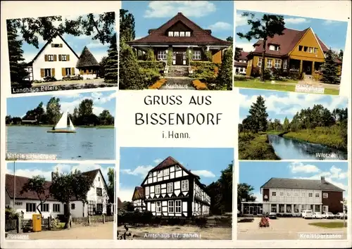 Ak Bissendorf Wedemark Region Hannover, Kurhaus, Amtshaus, Postamt, Kreissparkasse