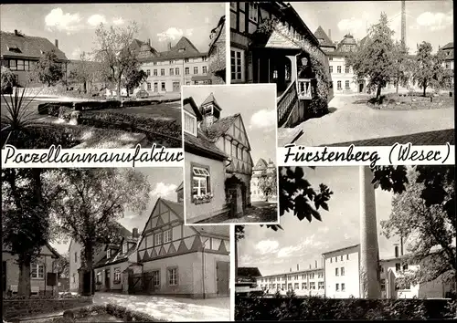 Ak Fürstenberg an der Weser, Porzellanmanufaktur, Straßenpartien, Gebäude