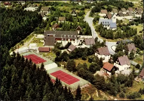 Ak Schulenberg Clausthal Zellerfeld im Oberharz, Sporthotel, Am Oker-Stausee, Luftbild