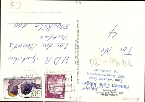 Ak Hirschrott Simmerath in der Eifel, Pension Cafe Jöbges, Zum weissen Stein