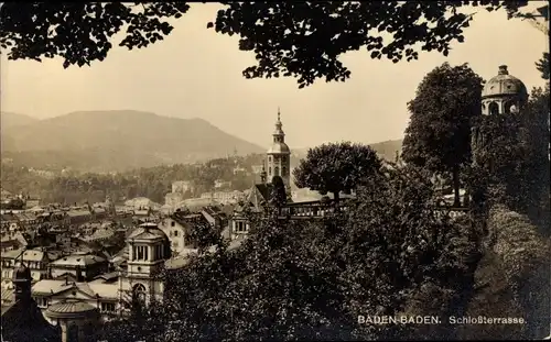 Ak Baden Baden, Schlossterrasse, Panoramablick auf die Stadt