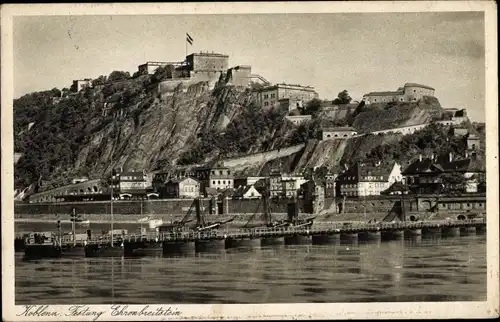 Ak Ehrenbreitstein Koblenz am Rhein, Blick auf die Festung
