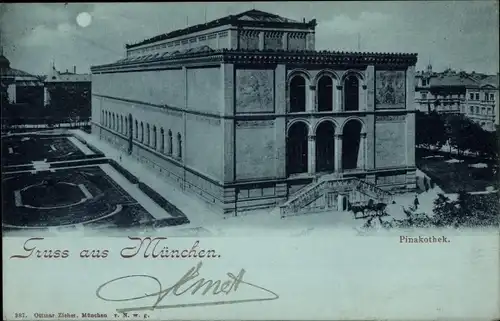 Mondschein Ak München, Pinakothek