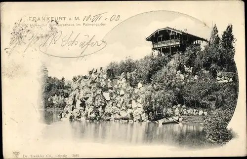 Ak Frankfurt am Main, Schweizerhaus im Palmengarten, Ruderboot