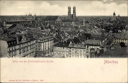 Ak München, Blick von der Protestantischen Kirche