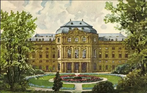 Ak Würzburg am Main Unterfranken, Residenz, Gartenfront